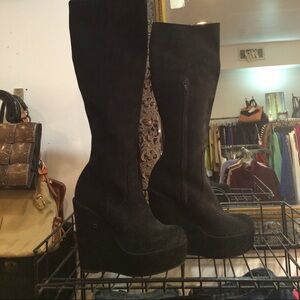 Ritch Erani NYFC BLACK SUEDE KNEE HIGH BOOTS